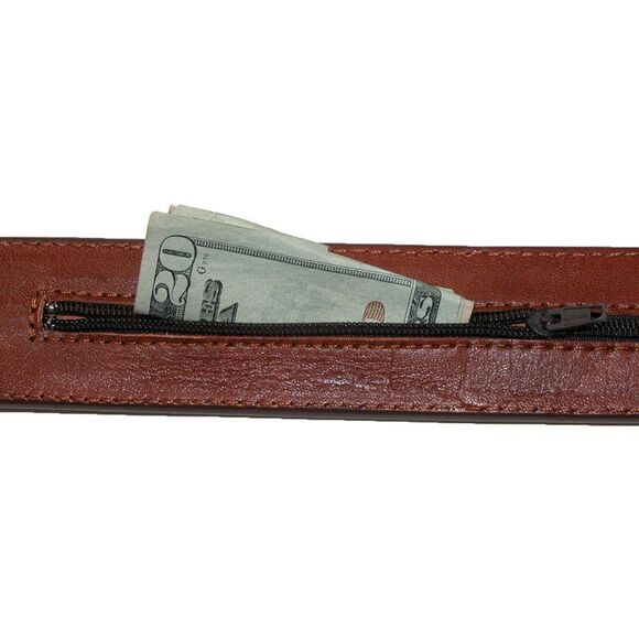 CTM Men's Leather Money Belt Removable Buckle - Picture 2 of 6